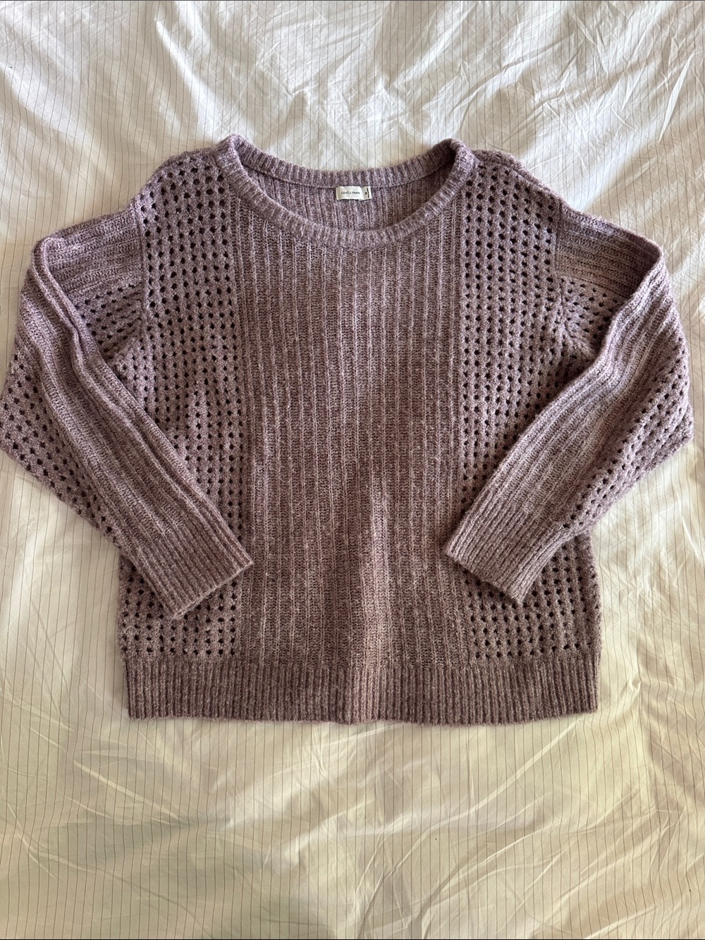 Gentle Fawn - Dusty Lavender Open-Knit Crewneck Sweater - M